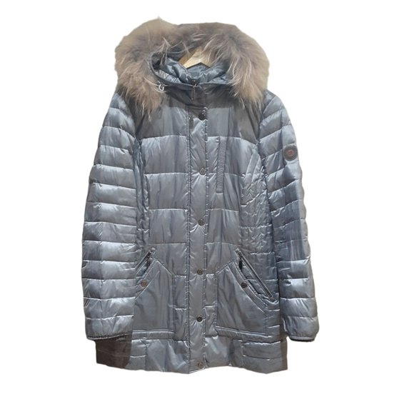 Barbara Lebek Women's Silver Quilted Light Down Parka Silver Size EU 46 - Picture 2 of 8